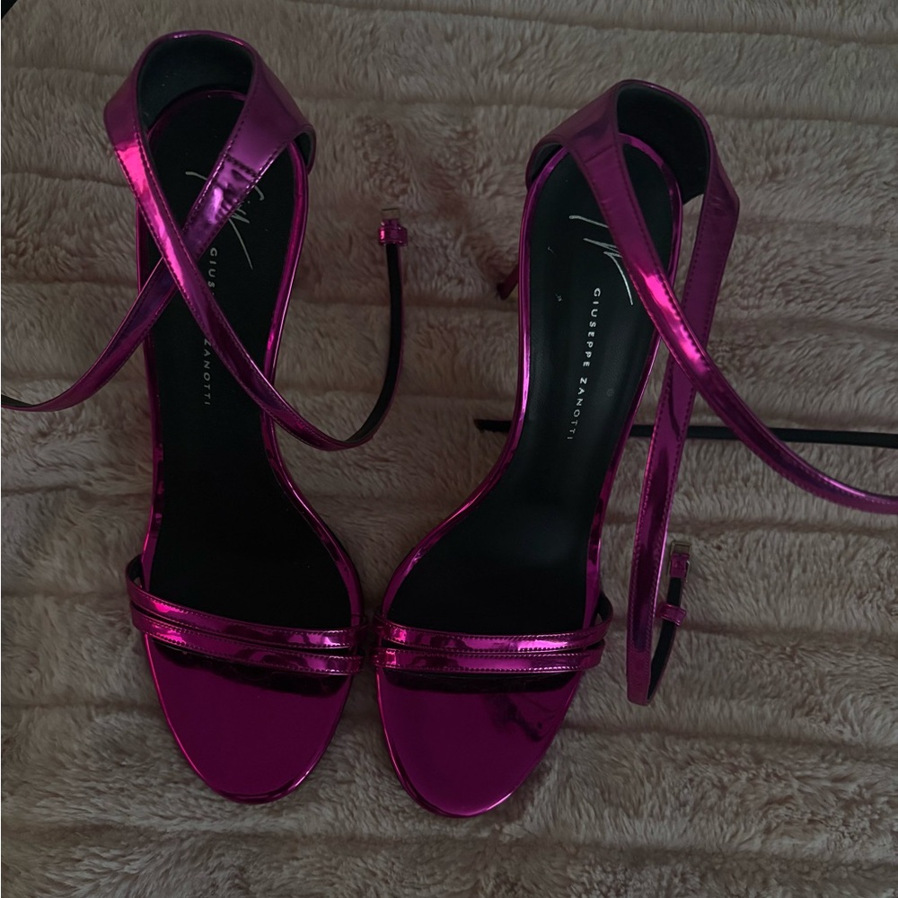 Giuseppe Zanotti Metallic Pink Strappy Heels